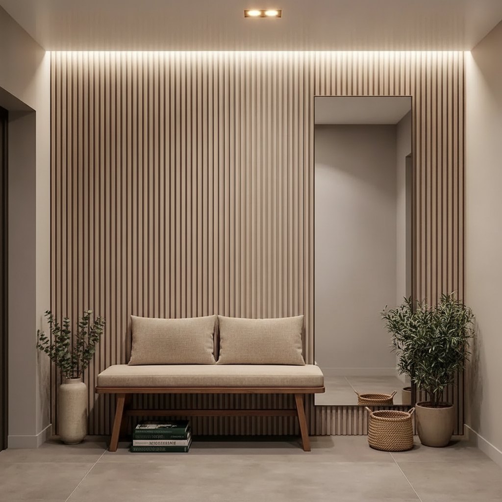 Slatted Wood Wall Panels — 106 × 43 in — Light Oak