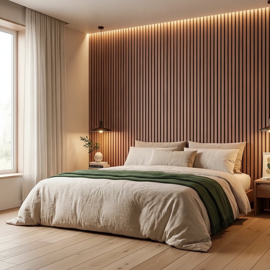 Slatted Wood Wall Panels — 106 × 43 in